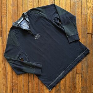 Vtg Y2K GAP Rugby Polo Shirt Striped Sleeve‎ Men XL Blue Green No 54023 G Bloke